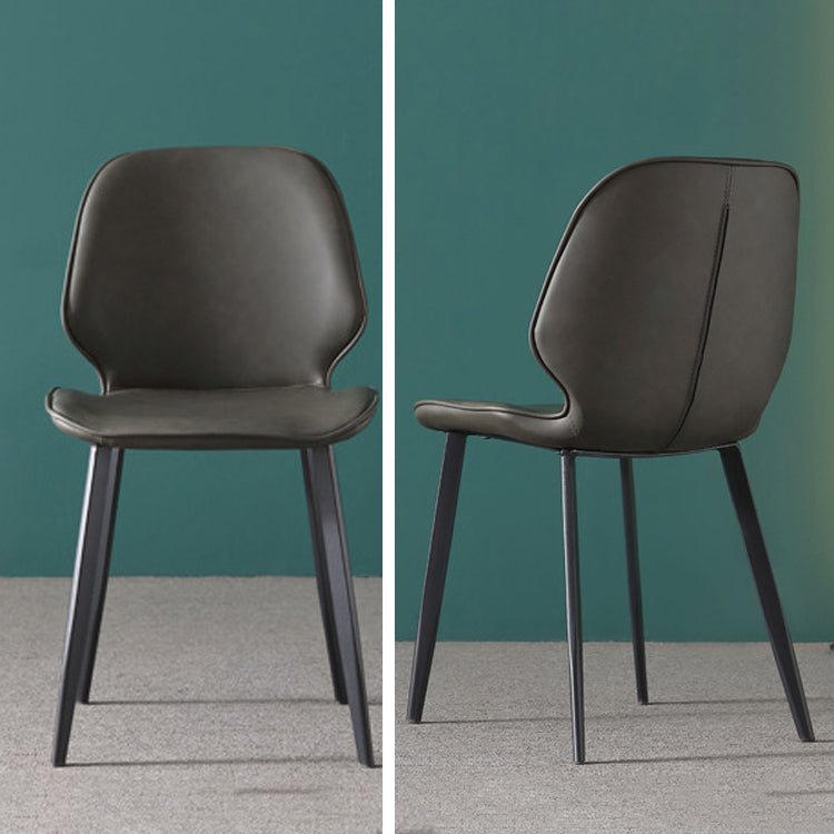 Upholstered Armless Dining Chairs Leather Wingback Side Chairs with Metal Legs Clearhalo ' kitchen&dining_furn' 'Dining Chairs' 'Dining Tables & Seating' 'dining_chair' 'furn' 'furn_dining_chair' 'Furniture' 'furniture_dining_chair' 'Kitchen & Dining Furniture' 'kitchen' 4381804