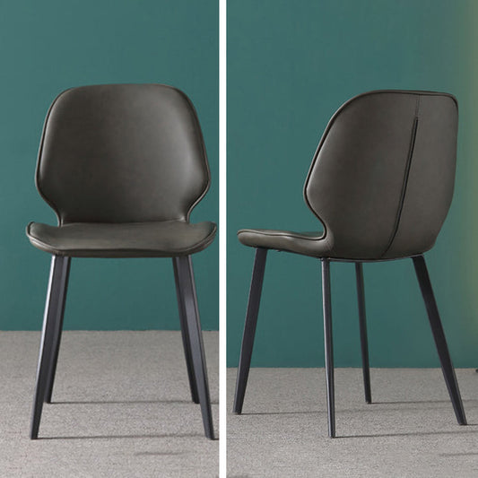 Upholstered Armless Dining Chairs Leather Wingback Side Chairs with Metal Legs Clearhalo ' kitchen&dining_furn' 'Dining Chairs' 'Dining Tables & Seating' 'dining_chair' 'furn' 'furn_dining_chair' 'Furniture' 'furniture_dining_chair' 'Kitchen & Dining Furniture' 'kitchen' 4381804