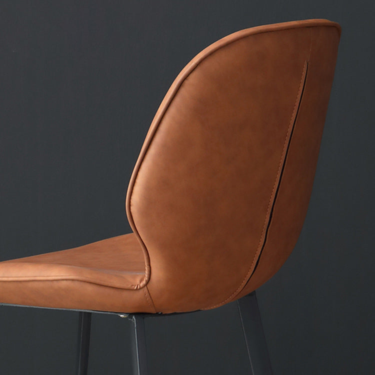 Upholstered Armless Dining Chairs Leather Wingback Side Chairs with Metal Legs Clearhalo ' kitchen&dining_furn' 'Dining Chairs' 'Dining Tables & Seating' 'dining_chair' 'furn' 'furn_dining_chair' 'Furniture' 'furniture_dining_chair' 'Kitchen & Dining Furniture' 'kitchen' 4381809