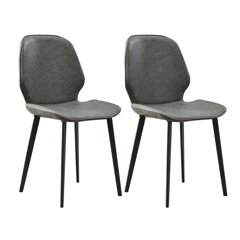 Industrial Metal Dining Room Chair Faux Leather Dining Chairs for Restaurant Use Dark Gray 2 Piece Set Clearhalo ' kitchen&dining_furn' 'Dining Chairs' 'Dining Tables & Seating' 'dining_chair' 'furn' 'furn_dining_chair' 'Furniture' 'furniture_dining_chair' 'Kitchen & Dining Furniture' 'kitchen' 4381841