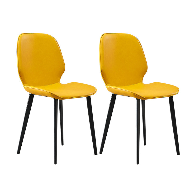 Industrial Metal Dining Room Chair Faux Leather Dining Chairs for Restaurant Use Yellow 2 Piece Set Clearhalo ' kitchen&dining_furn' 'Dining Chairs' 'Dining Tables & Seating' 'dining_chair' 'furn' 'furn_dining_chair' 'Furniture' 'furniture_dining_chair' 'Kitchen & Dining Furniture' 'kitchen' 4381844