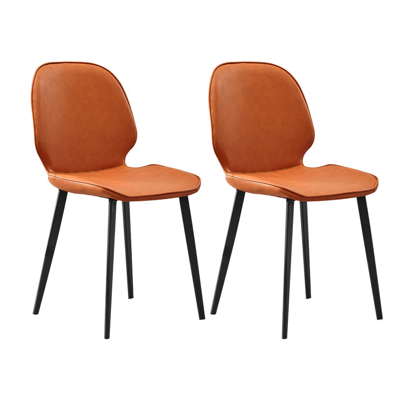 Industrial Metal Dining Room Chair Faux Leather Dining Chairs for Restaurant Use Orange 2 Piece Set Clearhalo ' kitchen&dining_furn' 'Dining Chairs' 'Dining Tables & Seating' 'dining_chair' 'furn' 'furn_dining_chair' 'Furniture' 'furniture_dining_chair' 'Kitchen & Dining Furniture' 'kitchen' 4381848