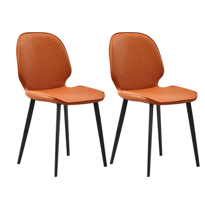 Industrial Metal Dining Room Chair Faux Leather Dining Chairs for Restaurant Use Orange 2 Piece Set Clearhalo ' kitchen&dining_furn' 'Dining Chairs' 'Dining Tables & Seating' 'dining_chair' 'furn' 'furn_dining_chair' 'Furniture' 'furniture_dining_chair' 'Kitchen & Dining Furniture' 'kitchen' 4381848