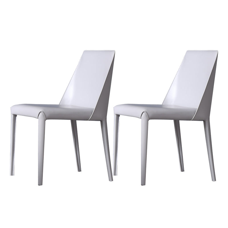 Modern Leather Dining Chairs Armless Metal Dining Chairs for Restaurant Use White 2 Piece Set Clearhalo ' kitchen&dining_furn' 'Dining Chairs' 'Dining Tables & Seating' 'dining_chair' 'furn' 'furn_dining_chair' 'Furniture' 'furniture_dining_chair' 'Kitchen & Dining Furniture' 'kitchen' 4381862
