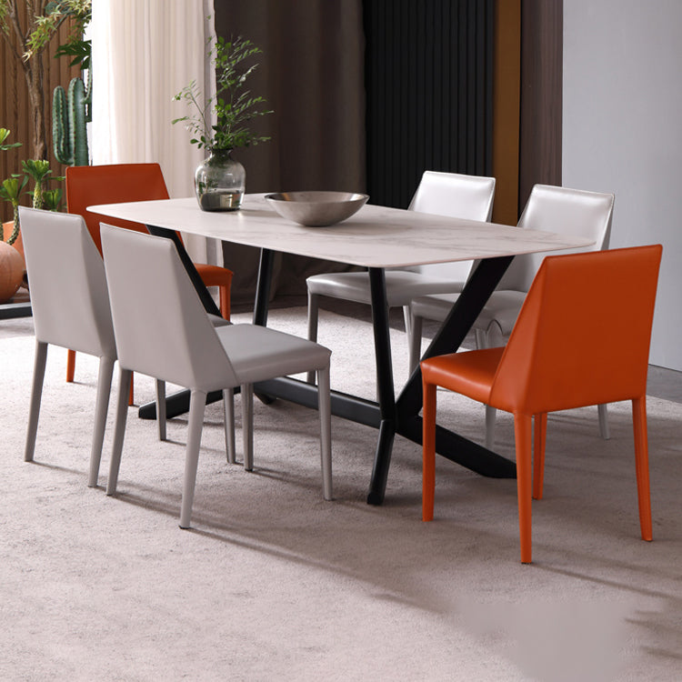 Modern Leather Dining Chairs Armless Metal Dining Chairs for Restaurant Use Clearhalo ' kitchen&dining_furn' 'Dining Chairs' 'Dining Tables & Seating' 'dining_chair' 'furn' 'furn_dining_chair' 'Furniture' 'furniture_dining_chair' 'Kitchen & Dining Furniture' 'kitchen' 4381865