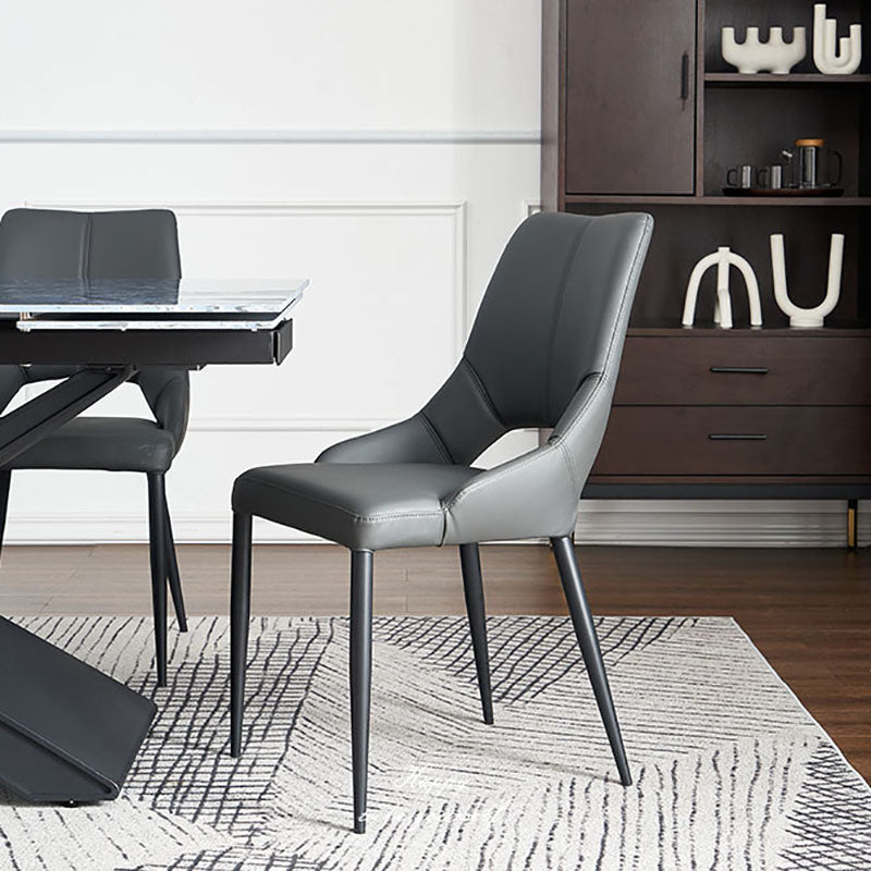 Leather Upholstered Armless Dining Chairs Open Back Side Chairs with Metal Leg Clearhalo ' kitchen&dining_furn' 'Dining Chairs' 'Dining Tables & Seating' 'dining_chair' 'furn' 'furn_dining_chair' 'Furniture' 'furniture_dining_chair' 'Kitchen & Dining Furniture' 'kitchen' 4381902