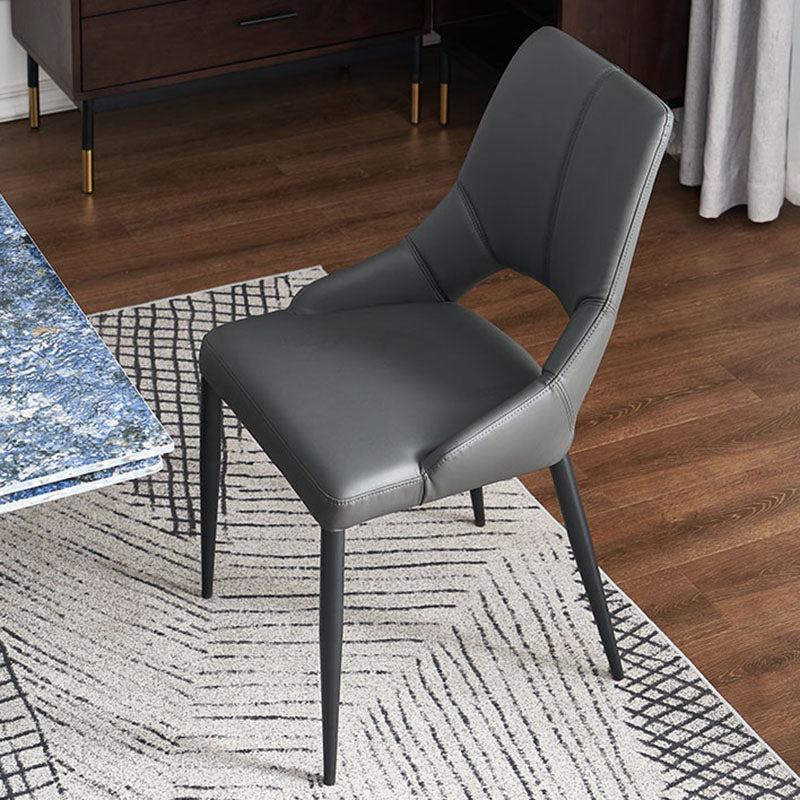 Leather Upholstered Armless Dining Chairs Open Back Side Chairs with Metal Leg Clearhalo ' kitchen&dining_furn' 'Dining Chairs' 'Dining Tables & Seating' 'dining_chair' 'furn' 'furn_dining_chair' 'Furniture' 'furniture_dining_chair' 'Kitchen & Dining Furniture' 'kitchen' 4381906