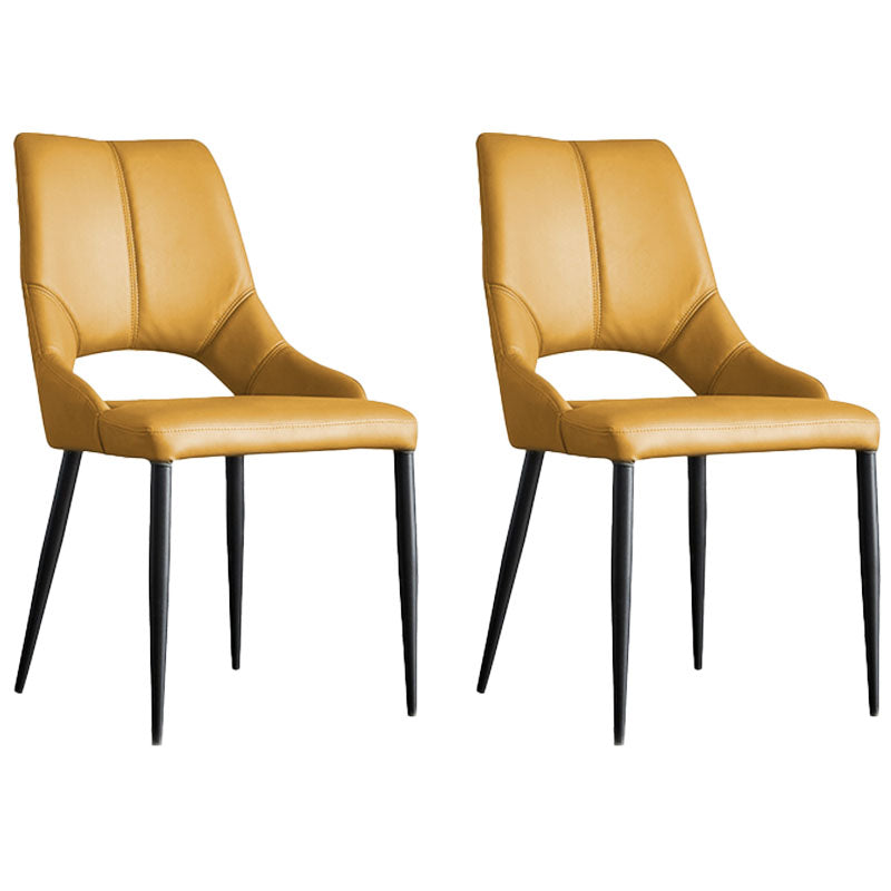 Leather Upholstered Armless Dining Chairs Open Back Side Chairs with Metal Leg Ginger 2 Piece Set Clearhalo ' kitchen&dining_furn' 'Dining Chairs' 'Dining Tables & Seating' 'dining_chair' 'furn' 'furn_dining_chair' 'Furniture' 'furniture_dining_chair' 'Kitchen & Dining Furniture' 'kitchen' 4381907