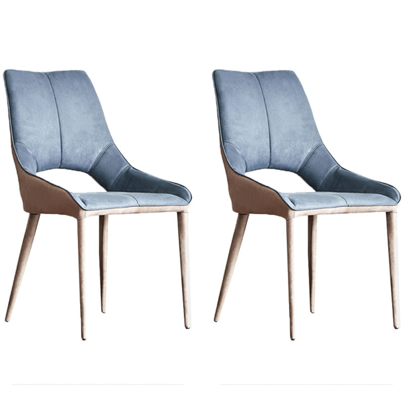 Leather Upholstered Armless Dining Chairs Open Back Side Chairs with Metal Leg Blue 2 Piece Set Clearhalo ' kitchen&dining_furn' 'Dining Chairs' 'Dining Tables & Seating' 'dining_chair' 'furn' 'furn_dining_chair' 'Furniture' 'furniture_dining_chair' 'Kitchen & Dining Furniture' 'kitchen' 4381913
