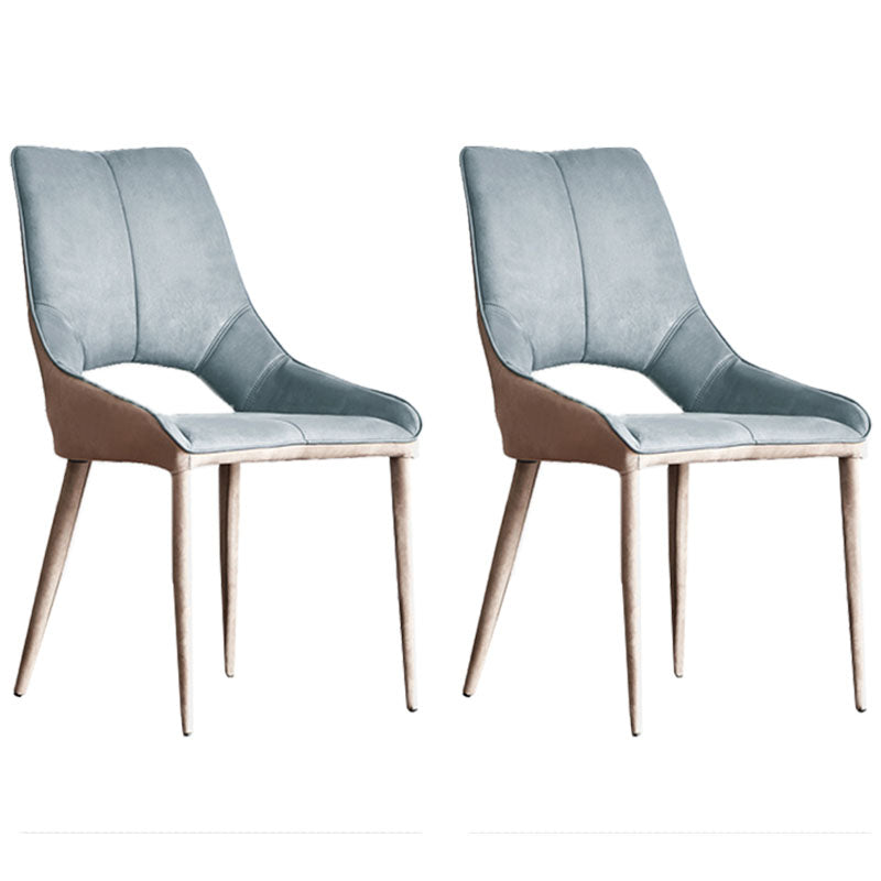 Leather Upholstered Armless Dining Chairs Open Back Side Chairs with Metal Leg Gray Blue 2 Piece Set Clearhalo ' kitchen&dining_furn' 'Dining Chairs' 'Dining Tables & Seating' 'dining_chair' 'furn' 'furn_dining_chair' 'Furniture' 'furniture_dining_chair' 'Kitchen & Dining Furniture' 'kitchen' 4381917