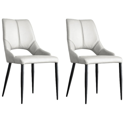 Leather Upholstered Armless Dining Chairs Open Back Side Chairs with Metal Leg Off-White 2 Piece Set Clearhalo ' kitchen&dining_furn' 'Dining Chairs' 'Dining Tables & Seating' 'dining_chair' 'furn' 'furn_dining_chair' 'Furniture' 'furniture_dining_chair' 'Kitchen & Dining Furniture' 'kitchen' 4381921