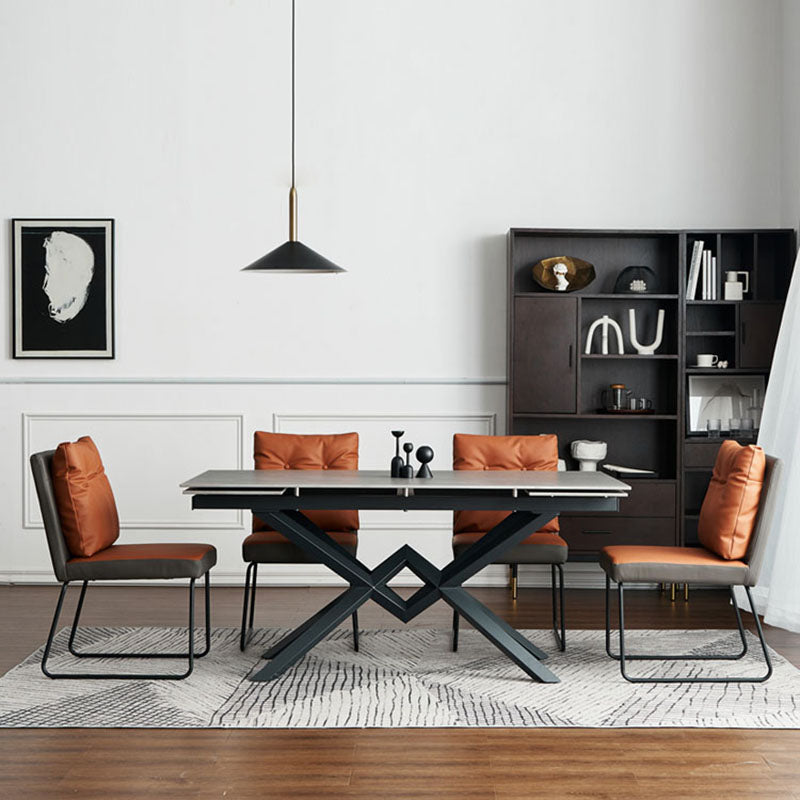 Upholstered Armless Dining Chairs Solid Back Leather Side Chairs with Metal Legs Clearhalo ' kitchen&dining_furn' 'Dining Chairs' 'Dining Tables & Seating' 'dining_chair' 'furn' 'furn_dining_chair' 'Furniture' 'furniture_dining_chair' 'Kitchen & Dining Furniture' 'kitchen' 4381926