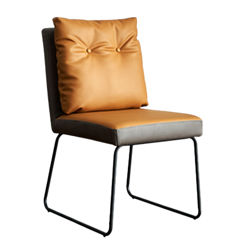 Upholstered Armless Dining Chairs Solid Back Leather Side Chairs with Metal Legs Clearhalo ' kitchen&dining_furn' 'Dining Chairs' 'Dining Tables & Seating' 'dining_chair' 'furn' 'furn_dining_chair' 'Furniture' 'furniture_dining_chair' 'Kitchen & Dining Furniture' 'kitchen' 4381930