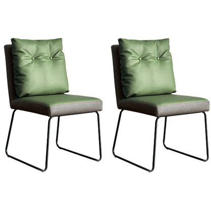 Upholstered Armless Dining Chairs Solid Back Leather Side Chairs with Metal Legs Green 2 Piece Set Clearhalo ' kitchen&dining_furn' 'Dining Chairs' 'Dining Tables & Seating' 'dining_chair' 'furn' 'furn_dining_chair' 'Furniture' 'furniture_dining_chair' 'Kitchen & Dining Furniture' 'kitchen' 4381931