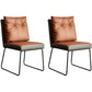 Upholstered Armless Dining Chairs Solid Back Leather Side Chairs with Metal Legs Brown 2 Piece Set Clearhalo ' kitchen&dining_furn' 'Dining Chairs' 'Dining Tables & Seating' 'dining_chair' 'furn' 'furn_dining_chair' 'Furniture' 'furniture_dining_chair' 'Kitchen & Dining Furniture' 'kitchen' 4381934