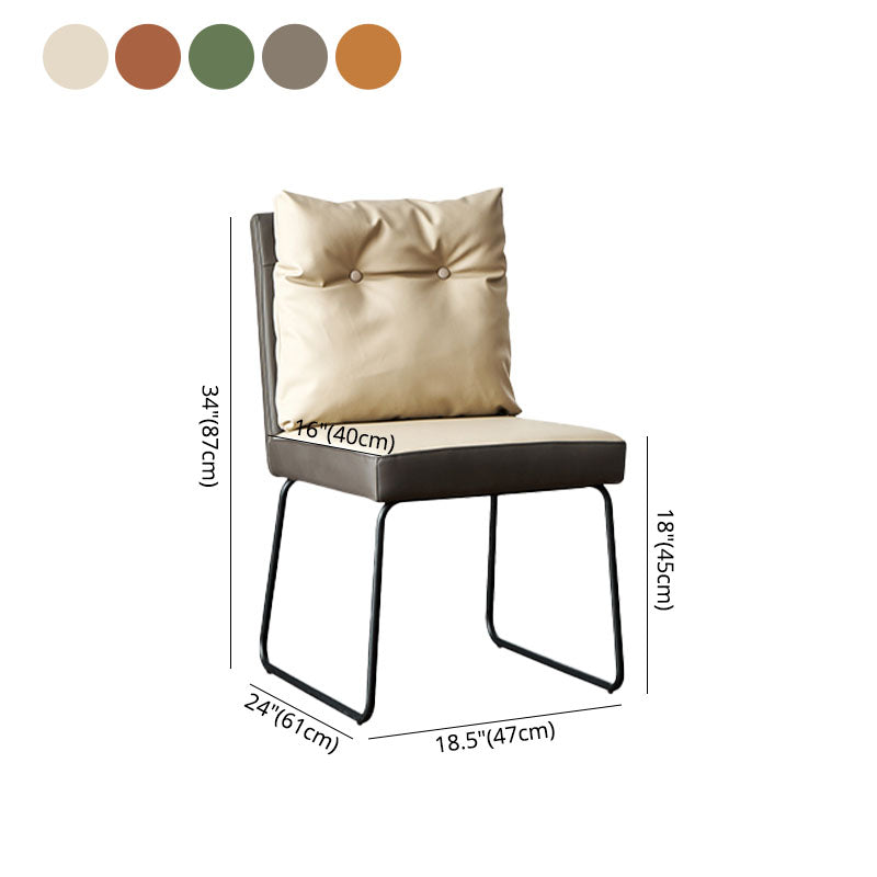 Upholstered Armless Dining Chairs Solid Back Leather Side Chairs with Metal Legs Clearhalo ' kitchen&dining_furn' 'Dining Chairs' 'Dining Tables & Seating' 'dining_chair' 'furn' 'furn_dining_chair' 'Furniture' 'furniture_dining_chair' 'Kitchen & Dining Furniture' 'kitchen' 4381938