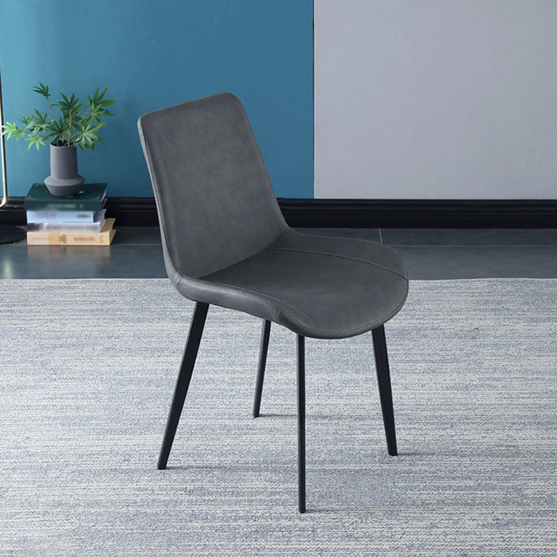 Contemporary Home Leather Side Chair Solid Back Dining Chair with Black Legs Clearhalo ' kitchen&dining_furn' 'Dining Chairs' 'Dining Tables & Seating' 'dining_chair' 'furn' 'furn_dining_chair' 'Furniture' 'furniture_dining_chair' 'Kitchen & Dining Furniture' 'kitchen' 4381953