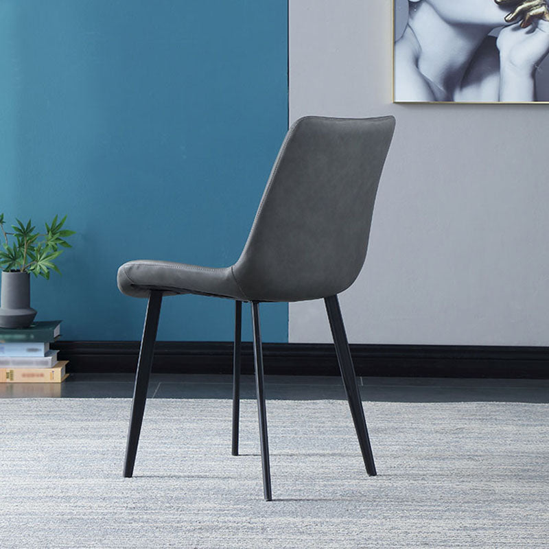 Contemporary Home Leather Side Chair Solid Back Dining Chair with Black Legs Clearhalo ' kitchen&dining_furn' 'Dining Chairs' 'Dining Tables & Seating' 'dining_chair' 'furn' 'furn_dining_chair' 'Furniture' 'furniture_dining_chair' 'Kitchen & Dining Furniture' 'kitchen' 4381956