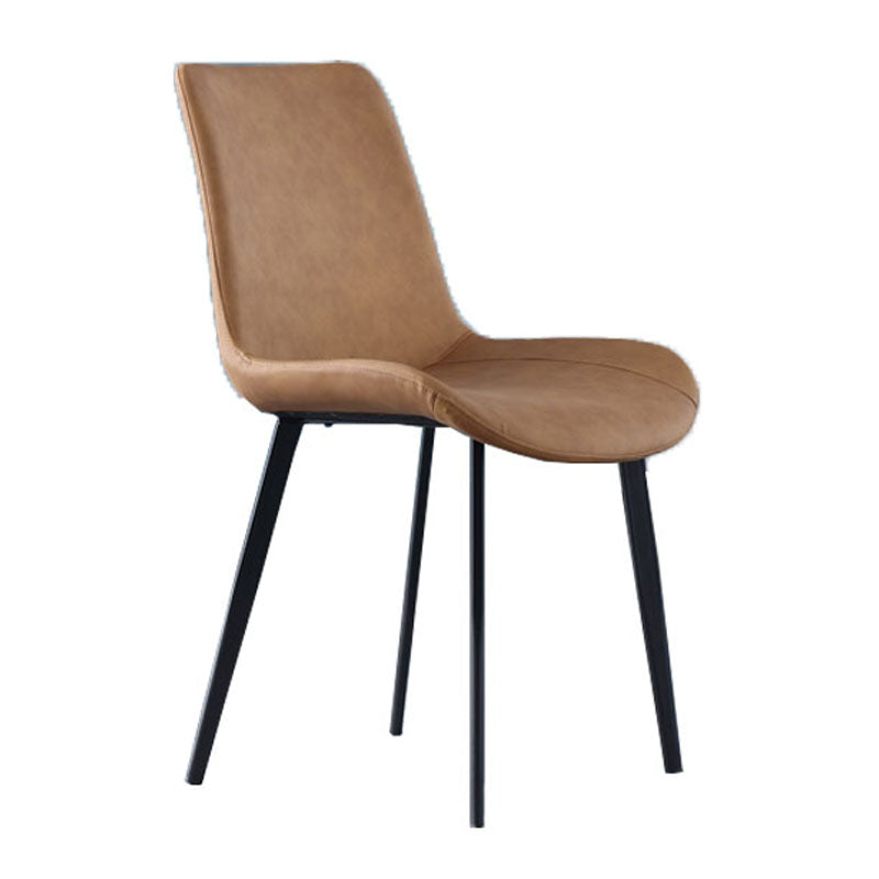 Contemporary Home Leather Side Chair Solid Back Dining Chair with Black Legs Clearhalo ' kitchen&dining_furn' 'Dining Chairs' 'Dining Tables & Seating' 'dining_chair' 'furn' 'furn_dining_chair' 'Furniture' 'furniture_dining_chair' 'Kitchen & Dining Furniture' 'kitchen' 4381957