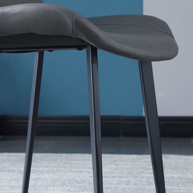 Contemporary Home Leather Side Chair Solid Back Dining Chair with Black Legs Clearhalo ' kitchen&dining_furn' 'Dining Chairs' 'Dining Tables & Seating' 'dining_chair' 'furn' 'furn_dining_chair' 'Furniture' 'furniture_dining_chair' 'Kitchen & Dining Furniture' 'kitchen' 4381961