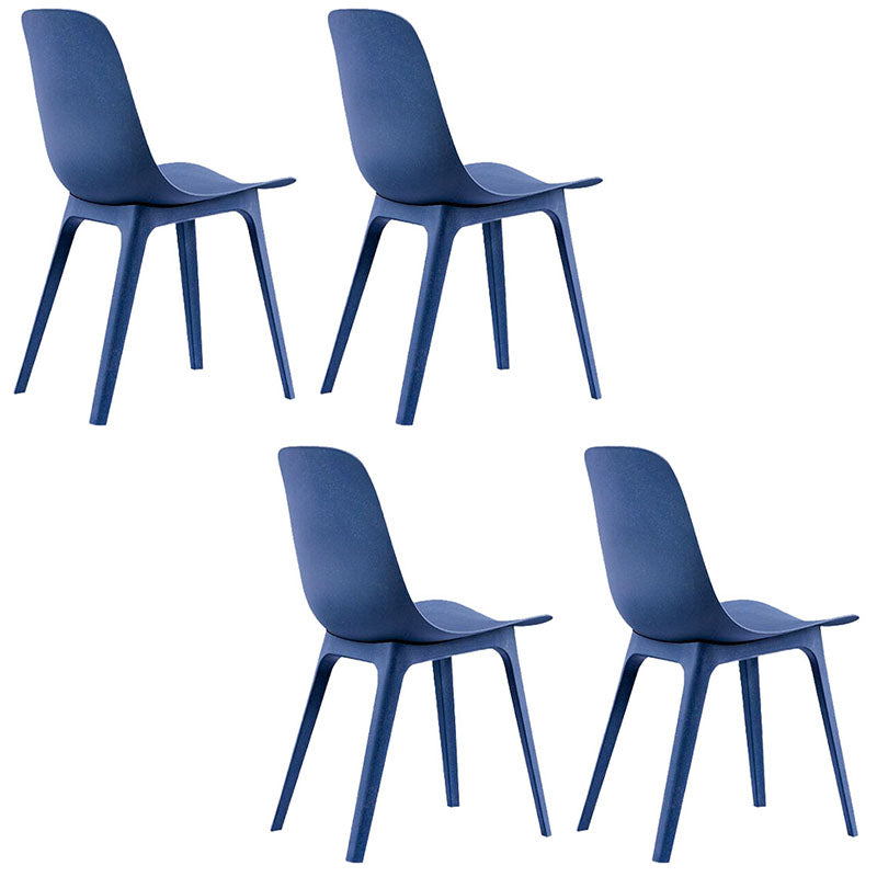 Modern Plastic Dining Room Chair Armless Dining Chairs for Restaurant Use Dark Blue 4 Piece Set Clearhalo ' kitchen&dining_furn' 'Dining Chairs' 'Dining Tables & Seating' 'dining_chair' 'furn' 'furn_dining_chair' 'Furniture' 'furniture_dining_chair' 'Kitchen & Dining Furniture' 'kitchen' 4381966