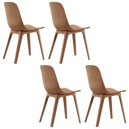 Modern Plastic Dining Room Chair Armless Dining Chairs for Restaurant Use Brown 4 Piece Set Clearhalo ' kitchen&dining_furn' 'Dining Chairs' 'Dining Tables & Seating' 'dining_chair' 'furn' 'furn_dining_chair' 'Furniture' 'furniture_dining_chair' 'Kitchen & Dining Furniture' 'kitchen' 4381967