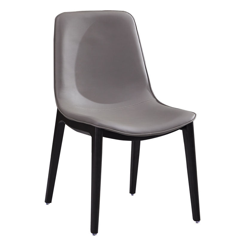 Industrial Home Solid Back Chair Leather Dining Chair with Black Legs Clearhalo ' kitchen&dining_furn' 'Dining Chairs' 'Dining Tables & Seating' 'dining_chair' 'furn' 'furn_dining_chair' 'Furniture' 'furniture_dining_chair' 'Kitchen & Dining Furniture' 'kitchen' 4381998