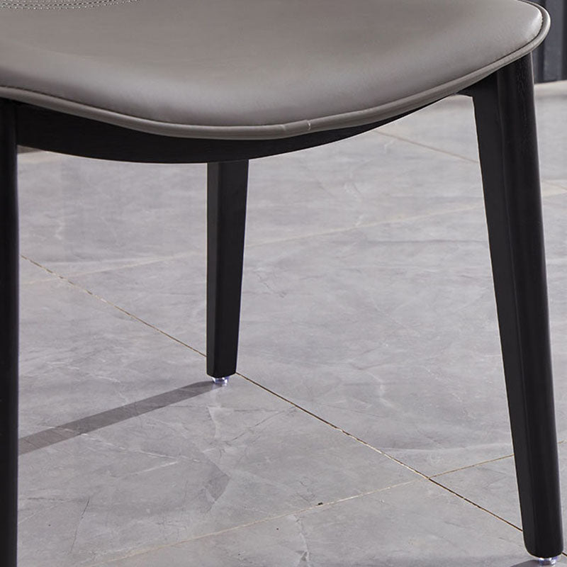 Industrial Home Solid Back Chair Leather Dining Chair with Black Legs Clearhalo ' kitchen&dining_furn' 'Dining Chairs' 'Dining Tables & Seating' 'dining_chair' 'furn' 'furn_dining_chair' 'Furniture' 'furniture_dining_chair' 'Kitchen & Dining Furniture' 'kitchen' 4381999