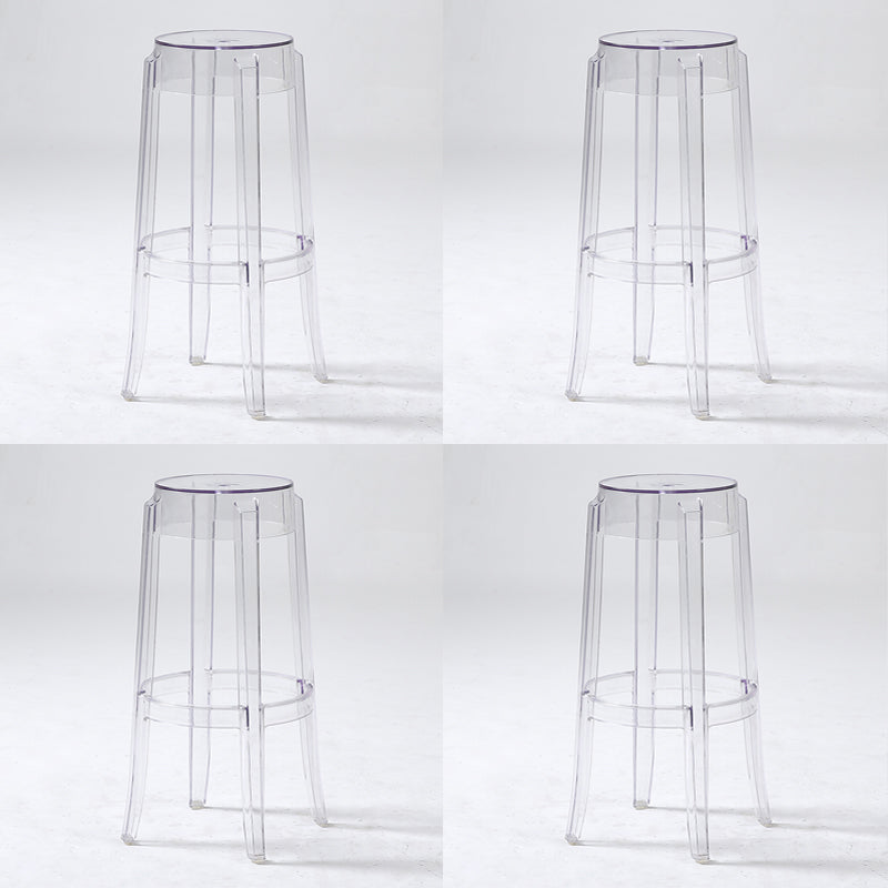 Contemporary Stackable Counter Stools Armless Indoor Bar Stool Clear 4 Piece Set Bar Stool(30"H) Clearhalo 'Bar Furniture' 'Bar Stools' 'bar_stools' 'furn' 'furn_bar_stools' 'furniture_bar_stools' 'Kitchen & Dining Furniture' 'kitchen&dining_furn' 'kitchen' 'kitchen_furn' Furniture' 4382009