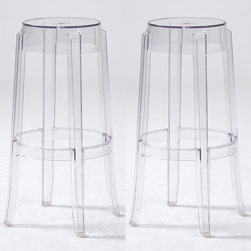 Contemporary Stackable Counter Stools Armless Indoor Bar Stool Clear 2 Piece Set Bar Stool(30"H) Clearhalo 'Bar Furniture' 'Bar Stools' 'bar_stools' 'furn' 'furn_bar_stools' 'furniture_bar_stools' 'Kitchen & Dining Furniture' 'kitchen&dining_furn' 'kitchen' 'kitchen_furn' Furniture' 4382013