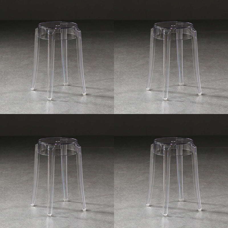Contemporary Stackable Counter Stools Armless Indoor Bar Stool Clear 4 Piece Set Short Stool(18"H) Clearhalo 'Bar Furniture' 'Bar Stools' 'bar_stools' 'furn' 'furn_bar_stools' 'furniture_bar_stools' 'Kitchen & Dining Furniture' 'kitchen&dining_furn' 'kitchen' 'kitchen_furn' Furniture' 4382021