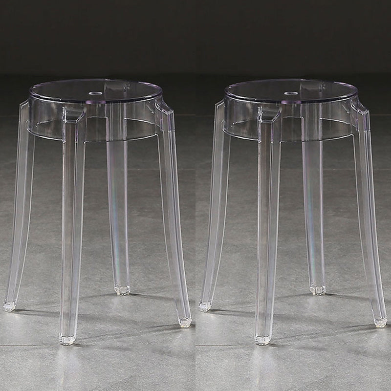 Contemporary Stackable Counter Stools Armless Indoor Bar Stool Clear 2 Piece Set Short Stool(18"H) Clearhalo 'Bar Furniture' 'Bar Stools' 'bar_stools' 'furn' 'furn_bar_stools' 'furniture_bar_stools' 'Kitchen & Dining Furniture' 'kitchen&dining_furn' 'kitchen' 'kitchen_furn' Furniture' 4382025
