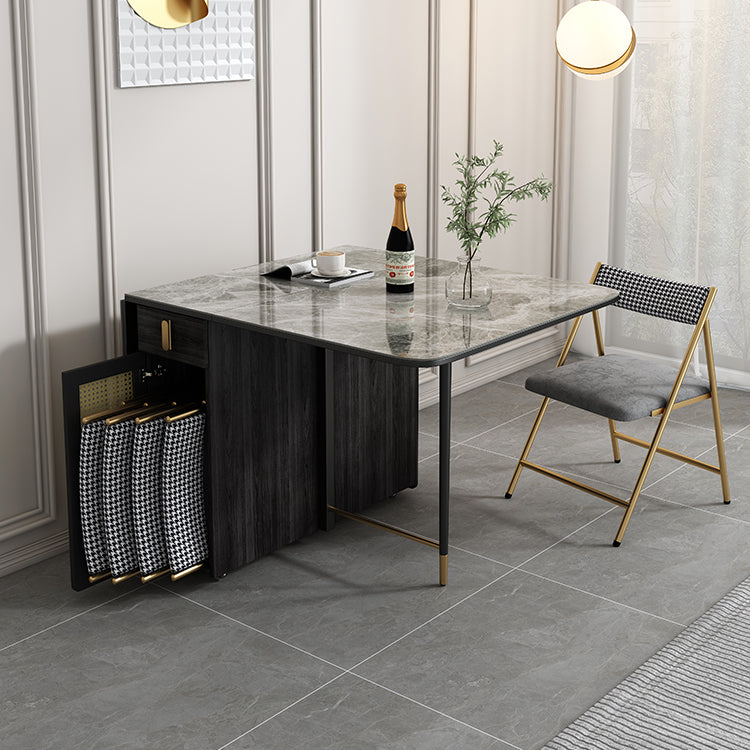 1/2/5 Pcs Metal Modern Dining Set with Rectangle Table and Foldable Chairs Dinette Set 2 Pieces: Grey Table, 1 Chair Clearhalo 'Dining Room Sets' 'Dining Tables & Seating' 'dining_room_set' 'furn' 'furn_dining_room_set' 'Furniture' 'furniture_dining_room_set' 'Kitchen & Dining Furniture' 'kitchen&dining_furn' 'kitchen' 4384722