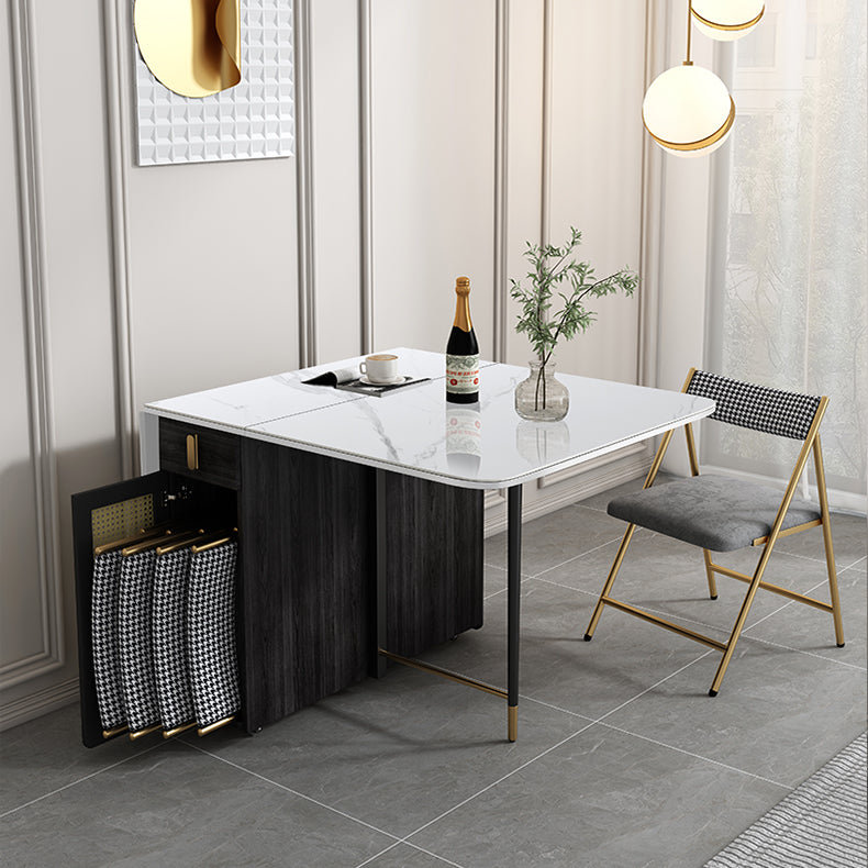 1/2/5 Pcs Metal Modern Dining Set with Rectangle Table and Foldable Chairs Dinette Set 2 Pieces: White Table, 1 Chair Clearhalo 'Dining Room Sets' 'Dining Tables & Seating' 'dining_room_set' 'furn' 'furn_dining_room_set' 'Furniture' 'furniture_dining_room_set' 'Kitchen & Dining Furniture' 'kitchen&dining_furn' 'kitchen' 4384733