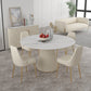 Nordic 1/2/5 Pieces Dining Set with Stone Round Table and Leather Chairs Dining Set 5 Pieces: White Table, 4 Chairs Clearhalo 'Dining Room Sets' 'Dining Tables & Seating' 'dining_room_set' 'furn' 'furn_dining_room_set' 'Furniture' 'furniture_dining_room_set' 'Kitchen & Dining Furniture' 'kitchen&dining_furn' 'kitchen' 4384752