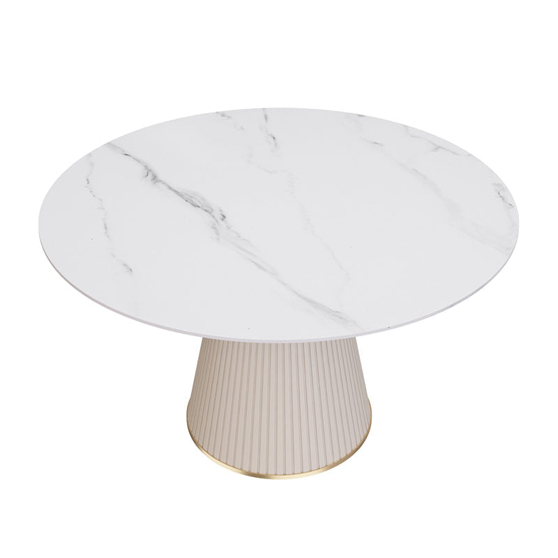 Nordic 1/2/5 Pieces Dining Set with Stone Round Table and Leather Chairs Dining Set Clearhalo 'Dining Room Sets' 'Dining Tables & Seating' 'dining_room_set' 'furn' 'furn_dining_room_set' 'Furniture' 'furniture_dining_room_set' 'Kitchen & Dining Furniture' 'kitchen&dining_furn' 'kitchen' 4384754