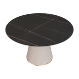 Nordic 1/2/5 Pieces Dining Set with Stone Round Table and Leather Chairs Dining Set Clearhalo 'Dining Room Sets' 'Dining Tables & Seating' 'dining_room_set' 'furn' 'furn_dining_room_set' 'Furniture' 'furniture_dining_room_set' 'Kitchen & Dining Furniture' 'kitchen&dining_furn' 'kitchen' 4384760