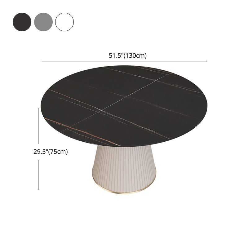 Nordic 1/2/5 Pieces Dining Set with Stone Round Table and Leather Chairs Dining Set Clearhalo 'Dining Room Sets' 'Dining Tables & Seating' 'dining_room_set' 'furn' 'furn_dining_room_set' 'Furniture' 'furniture_dining_room_set' 'Kitchen & Dining Furniture' 'kitchen&dining_furn' 'kitchen' 4384770