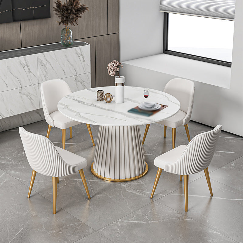 1/2/5/7 Pieces Modern Dining Set Sintered Stone Dining Furniture Set /Separate Items 5 Pieces: White Table, 4 White Chairs Clearhalo 'Dining Room Sets' 'Dining Tables & Seating' 'dining_room_set' 'furn' 'furn_dining_room_set' 'Furniture' 'furniture_dining_room_set' 'Kitchen & Dining Furniture' 'kitchen&dining_furn' 'kitchen' 4390748