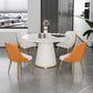 1/2/5/7 Pieces Modern Dining Set Sintered Stone Dining Furniture Set /Separate Items 5 Pieces: White Table, 4 Orange Chairs Clearhalo 'Dining Room Sets' 'Dining Tables & Seating' 'dining_room_set' 'furn' 'furn_dining_room_set' 'Furniture' 'furniture_dining_room_set' 'Kitchen & Dining Furniture' 'kitchen&dining_furn' 'kitchen' 4390750