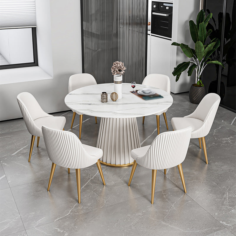 1/2/5/7 Pieces Modern Dining Set Sintered Stone Dining Furniture Set /Separate Items 7 Pieces: White Table, 6 White Chairs Clearhalo 'Dining Room Sets' 'Dining Tables & Seating' 'dining_room_set' 'furn' 'furn_dining_room_set' 'Furniture' 'furniture_dining_room_set' 'Kitchen & Dining Furniture' 'kitchen&dining_furn' 'kitchen' 4390753