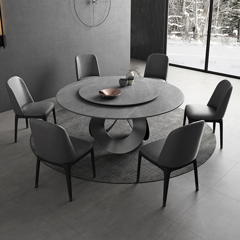 Modern 1/4/5/7 Pieces Dining Set Sintered Stone Round Dining Furniture Set /Separate Items 7 Pieces: Table, 6 Chairs Clearhalo 'Dining Room Sets' 'Dining Tables & Seating' 'dining_room_set' 'furn' 'furn_dining_room_set' 'Furniture' 'furniture_dining_room_set' 'Kitchen & Dining Furniture' 'kitchen&dining_furn' 'kitchen' 4390848
