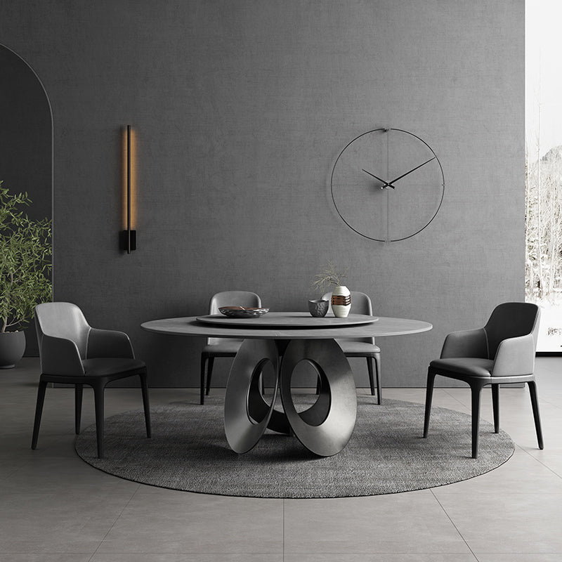 Modern 1/4/5/7 Pieces Dining Set Sintered Stone Round Dining Furniture Set /Separate Items 5 Pieces: Table, 4 Chairs Clearhalo 'Dining Room Sets' 'Dining Tables & Seating' 'dining_room_set' 'furn' 'furn_dining_room_set' 'Furniture' 'furniture_dining_room_set' 'Kitchen & Dining Furniture' 'kitchen&dining_furn' 'kitchen' 4390851