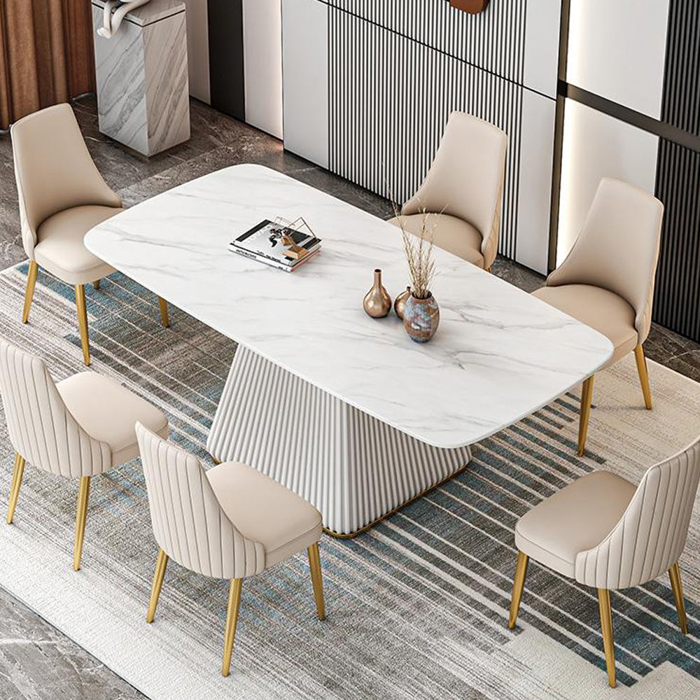Glam 1/2/5/7 Pieces Dining Room Set with Leather Chairs Dining Furniture for Home Use 7 Pieces: Table, 6 Chairs Clearhalo 'Dining Room Sets' 'Dining Tables & Seating' 'dining_room_set' 'furn' 'furn_dining_room_set' 'Furniture' 'furniture_dining_room_set' 'Kitchen & Dining Furniture' 'kitchen&dining_furn' 'kitchen' 4390899