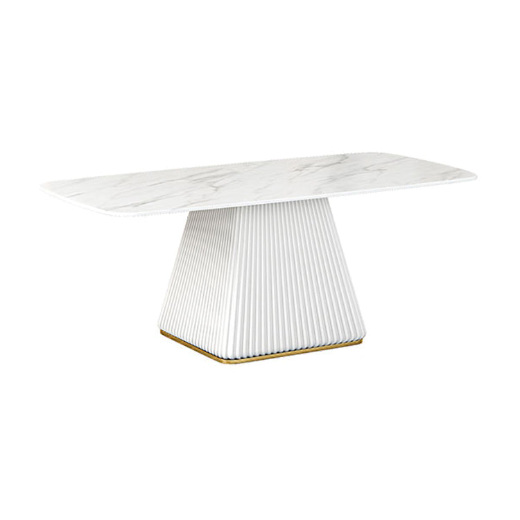 Glam 1/2/5/7 Pieces Dining Room Set with Leather Chairs Dining Furniture for Home Use White 71"L x 31"W Clearhalo 'Dining Room Sets' 'Dining Tables & Seating' 'dining_room_set' 'furn' 'furn_dining_room_set' 'Furniture' 'furniture_dining_room_set' 'Kitchen & Dining Furniture' 'kitchen&dining_furn' 'kitchen' 4390900