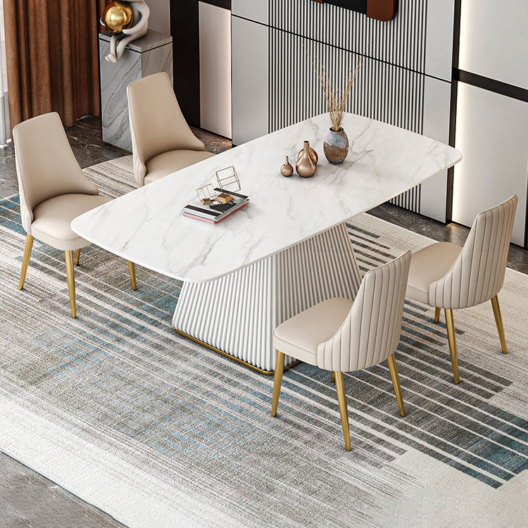 Glam 1/2/5/7 Pieces Dining Room Set with Leather Chairs Dining Furniture for Home Use Clearhalo 'Dining Room Sets' 'Dining Tables & Seating' 'dining_room_set' 'furn' 'furn_dining_room_set' 'Furniture' 'furniture_dining_room_set' 'Kitchen & Dining Furniture' 'kitchen&dining_furn' 'kitchen' 4390904