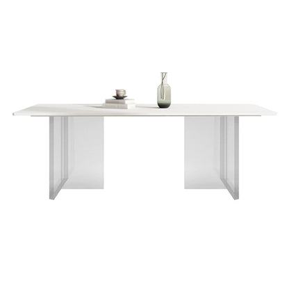 Modern 1/4/5/7 Pieces Dining Set Sintered Stone Dining Table Set with Leather Chairs White 87"L x 39"W Clearhalo 'Dining Room Sets' 'Dining Tables & Seating' 'dining_room_set' 'furn' 'furn_dining_room_set' 'Furniture' 'furniture_dining_room_set' 'Kitchen & Dining Furniture' 'kitchen&dining_furn' 'kitchen' 4391024