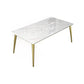 Metal Traditional Luxury Rectangle Table Sintered Stone Top Table with 4 Legs Gloss White Without Chairs Clearhalo ' dining_table' 'Dining Tables & Seating' 'Dining Tables' 'furn' 'furn_dining_table' 'Furniture' 'furniture_dining_table' 'Kitchen & Dining Furniture' 'kitchen&dining_furn' 'kitchen' 'kitchen_dining_table' 4391058