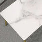 Metal Traditional Luxury Rectangle Table Sintered Stone Top Table with 4 Legs Clearhalo ' dining_table' 'Dining Tables & Seating' 'Dining Tables' 'furn' 'furn_dining_table' 'Furniture' 'furniture_dining_table' 'Kitchen & Dining Furniture' 'kitchen&dining_furn' 'kitchen' 'kitchen_dining_table' 4391060