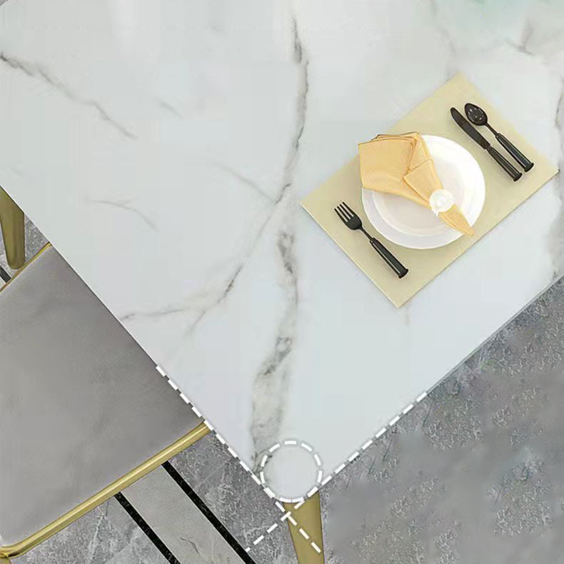 Metal Traditional Luxury Rectangle Table Sintered Stone Top Table with 4 Legs Clearhalo ' dining_table' 'Dining Tables & Seating' 'Dining Tables' 'furn' 'furn_dining_table' 'Furniture' 'furniture_dining_table' 'Kitchen & Dining Furniture' 'kitchen&dining_furn' 'kitchen' 'kitchen_dining_table' 4391061